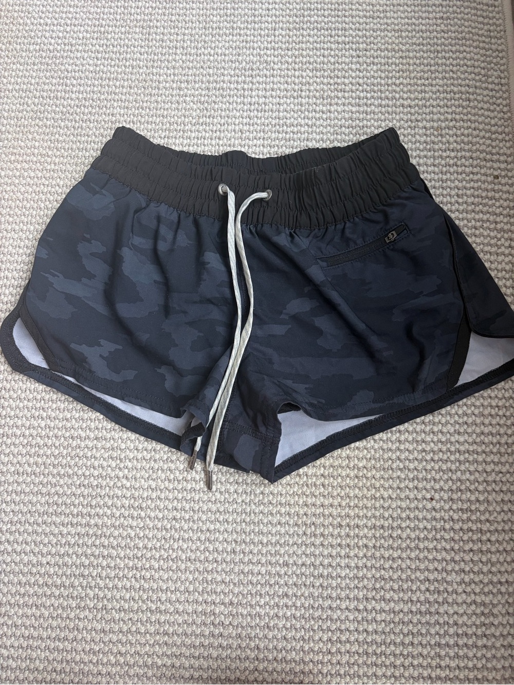 Vuori Black Camo Athletic Shorts with Drawstring